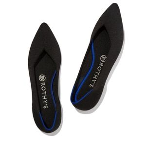 NIB Rothy’s The Point Flat , Black Solid, Size 9